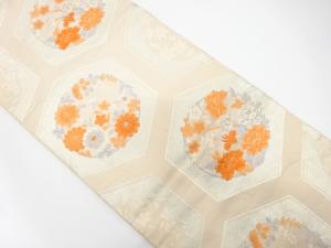 アンティーク　亀甲に花丸紋織り出し袋帯（材料）